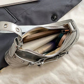 PU Vintage Shoulder Bag Y2K Hottie Handbag Adjustable Underarm Bag Waterproof Crossbody Bag Cool Handsome Solid Color Bags